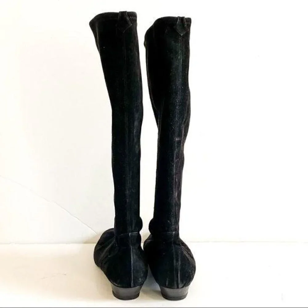 Sergio Rossi Black Stretch Suede Boots, Size EU39 - Picture 6 of 13